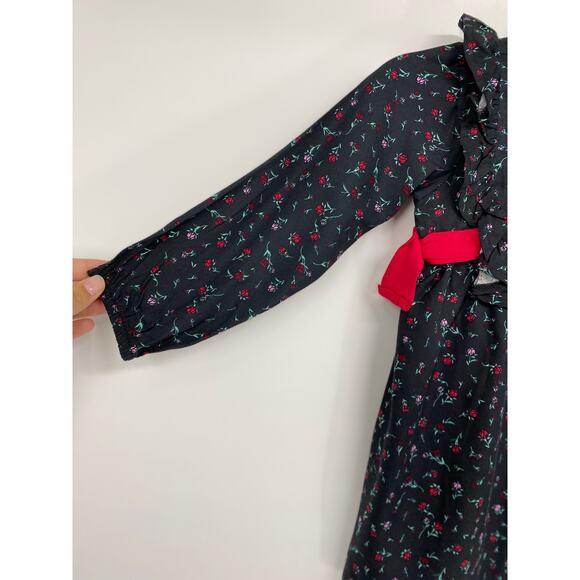 Jessica Simpson Girls Black Red Floral Ruffle Long Sleeve Dress NEW Size 4 - Picture 10 of 11